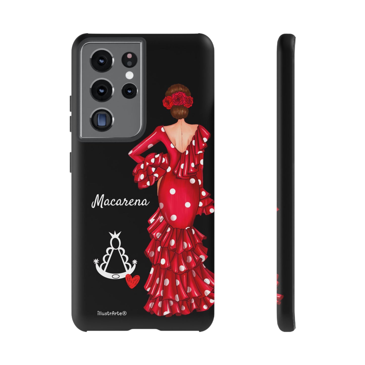Funda de teléfono personalizada Macarena negro – para iPhone, Samsung, Pixel