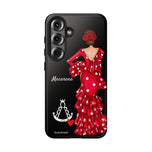 Personalised phone case flamenco dancer Macarena, with a little Virgin Mary for Samsung Galaxy S25, gloss finish – illustrArte