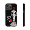 Funda de teléfono personalizada María vestido blanco – para iPhone, Samsung, Pixel