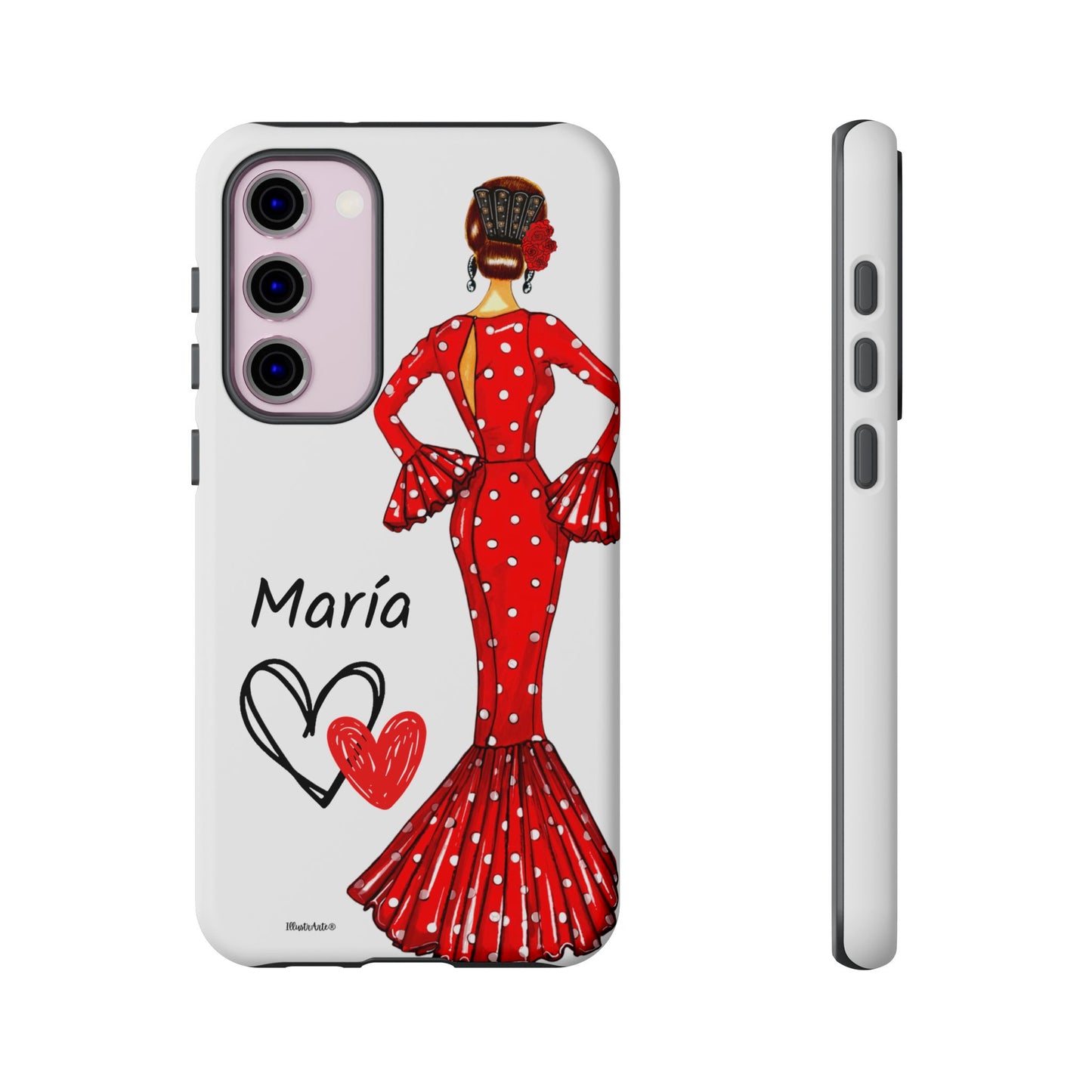 Funda de teléfono personalizada María vestido rojo – iPhone, Samsung, Pixel