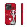 Funda de teléfono personalizable María blanco fondo rojo corazones – para iPhone, Samsung, Pixel