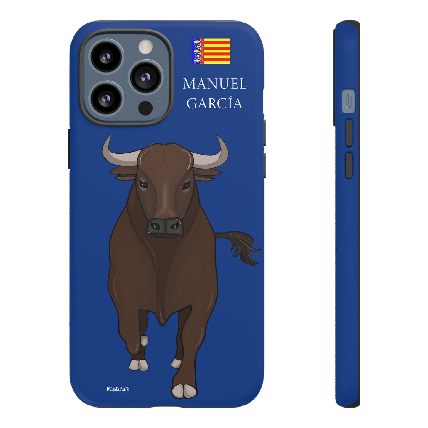 una funda de teléfono con una imagen de un toro