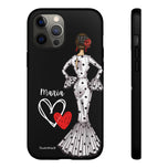 Personalised phone case flamenco dancer María, white dress for iPhone 12 Pro Max, matte finish – illustrArte