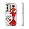 Funda de teléfono personalizada María vestido rojo – iPhone, Samsung, Pixel
