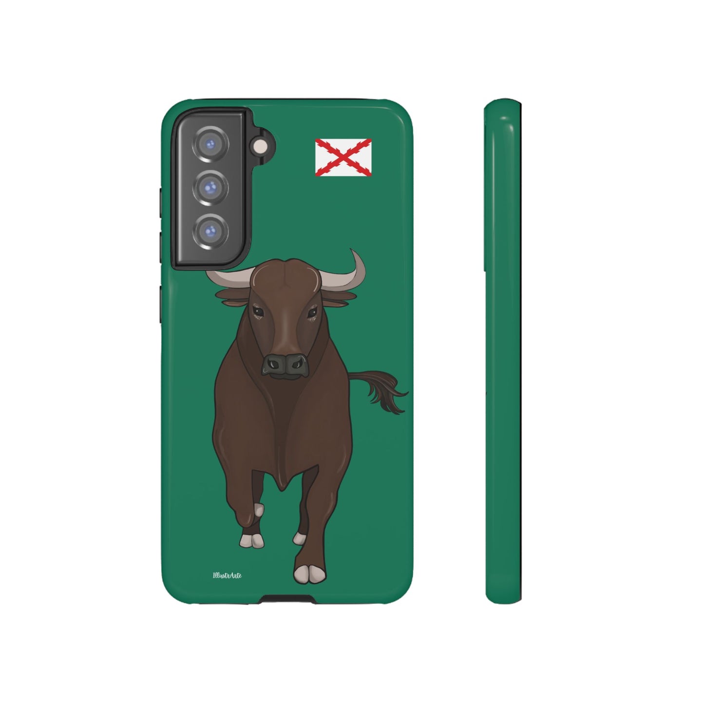 una funda de teléfono con un toro en ella