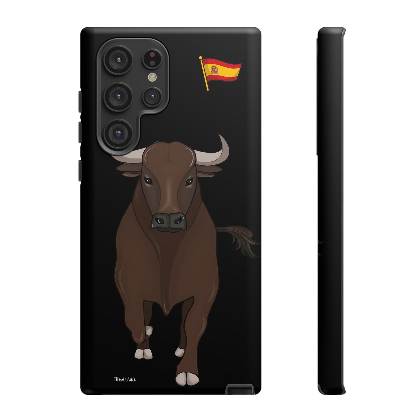 una funda de teléfono con un toro en ella