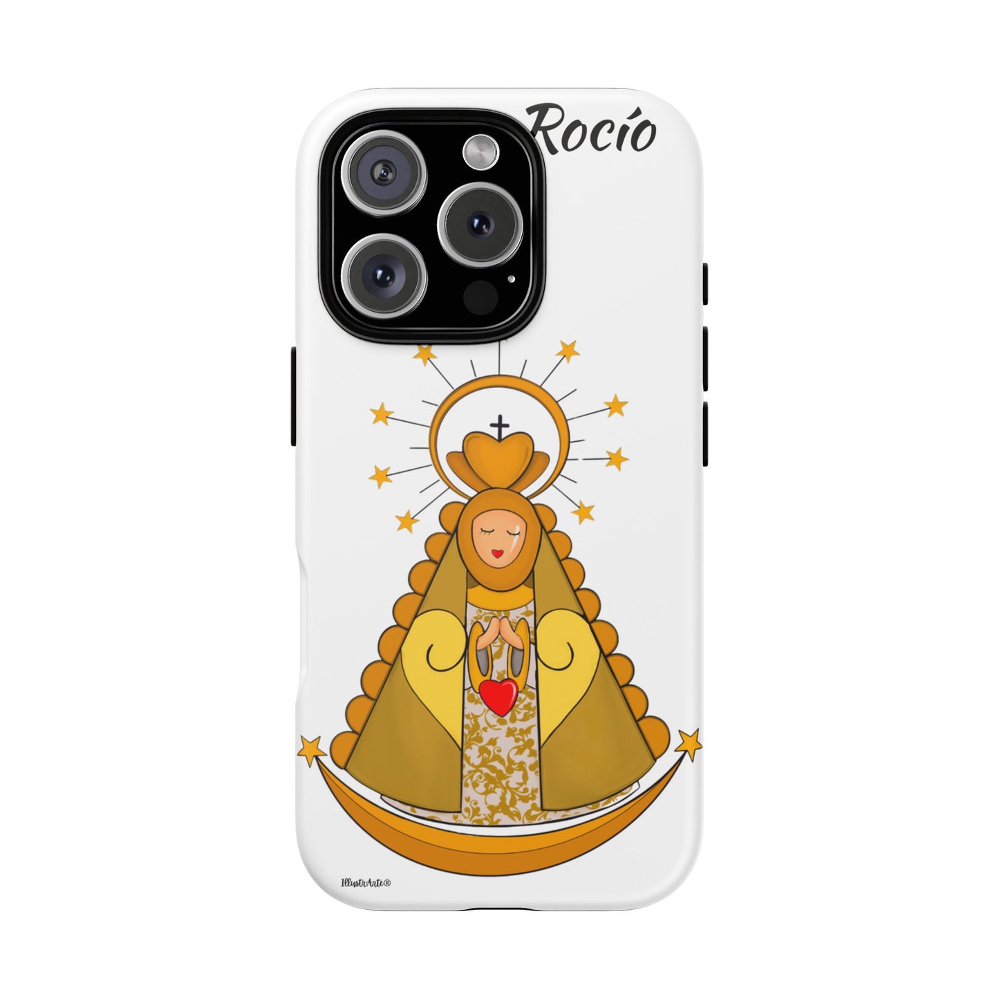 una funda de teléfono con una imagen de la virgen maría