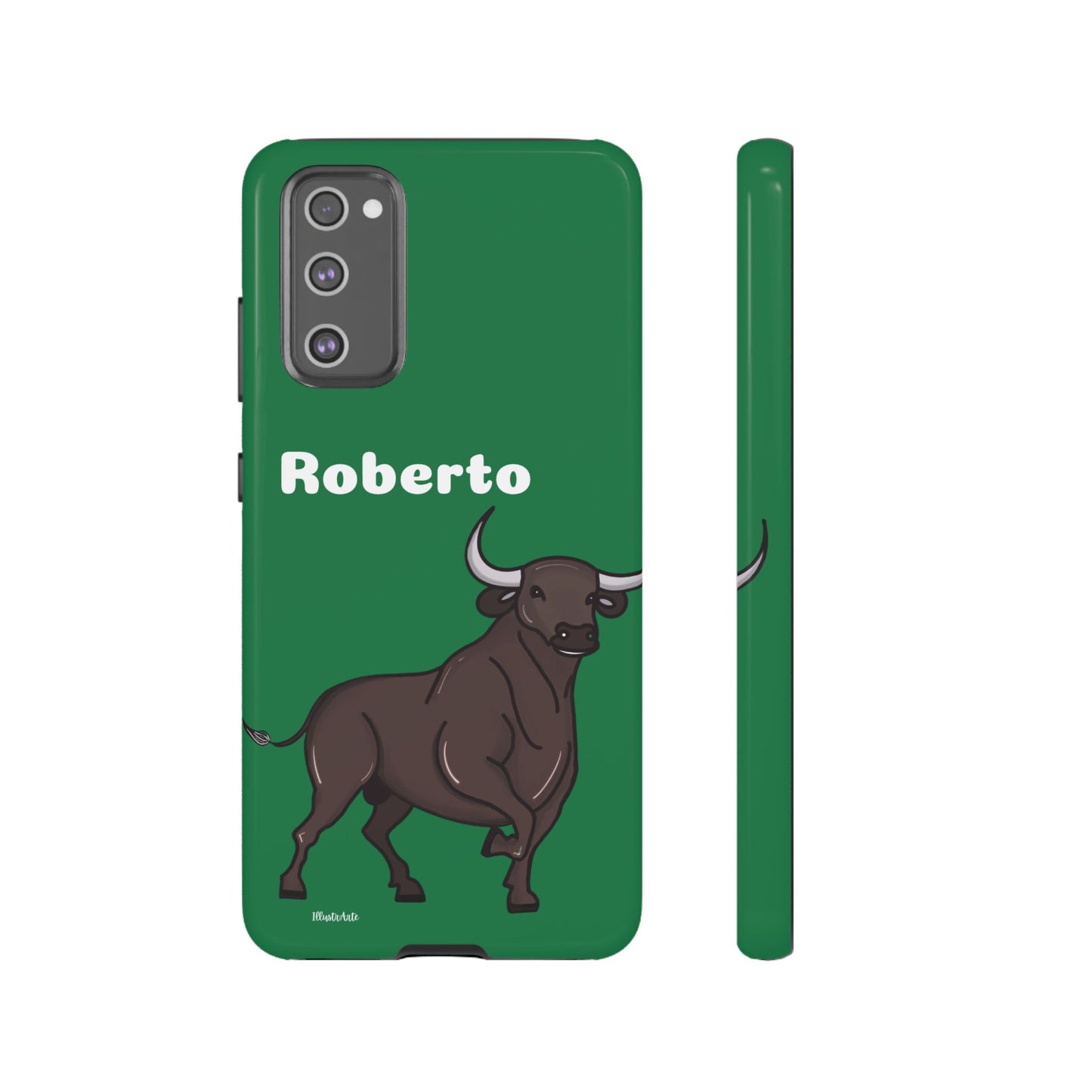 una funda de teléfono con un toro en ella