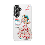 Personalised phone case flamenco dancer Lolita, with quote for Samsung Galaxy S25 Plus, gloss finish – illustrArte