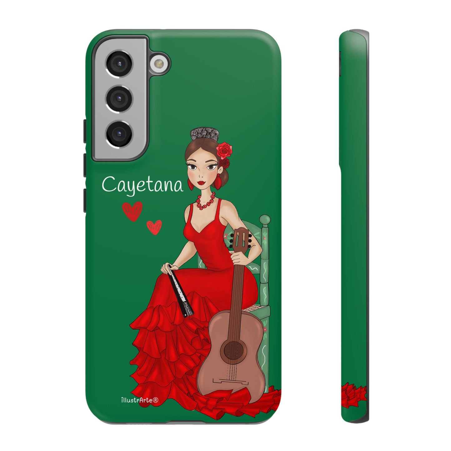 Cayetana personalized phone case with green background – for iPhone, Samsung, Pixel