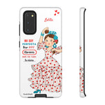 Personalised phone case flamenco dancer Lolita, with quote for Samsung Galaxy S20, gloss finish – illustrArte