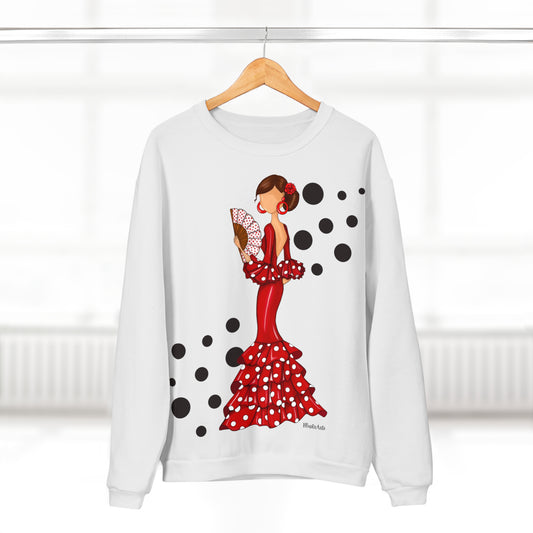 Sudadera Personalizable - Flamenca Pepa, blanco con corazones