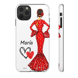 Personalised phone case flamenco dancer María, red dress for iPhone 11 Pro Max, gloss finish – illustrArte