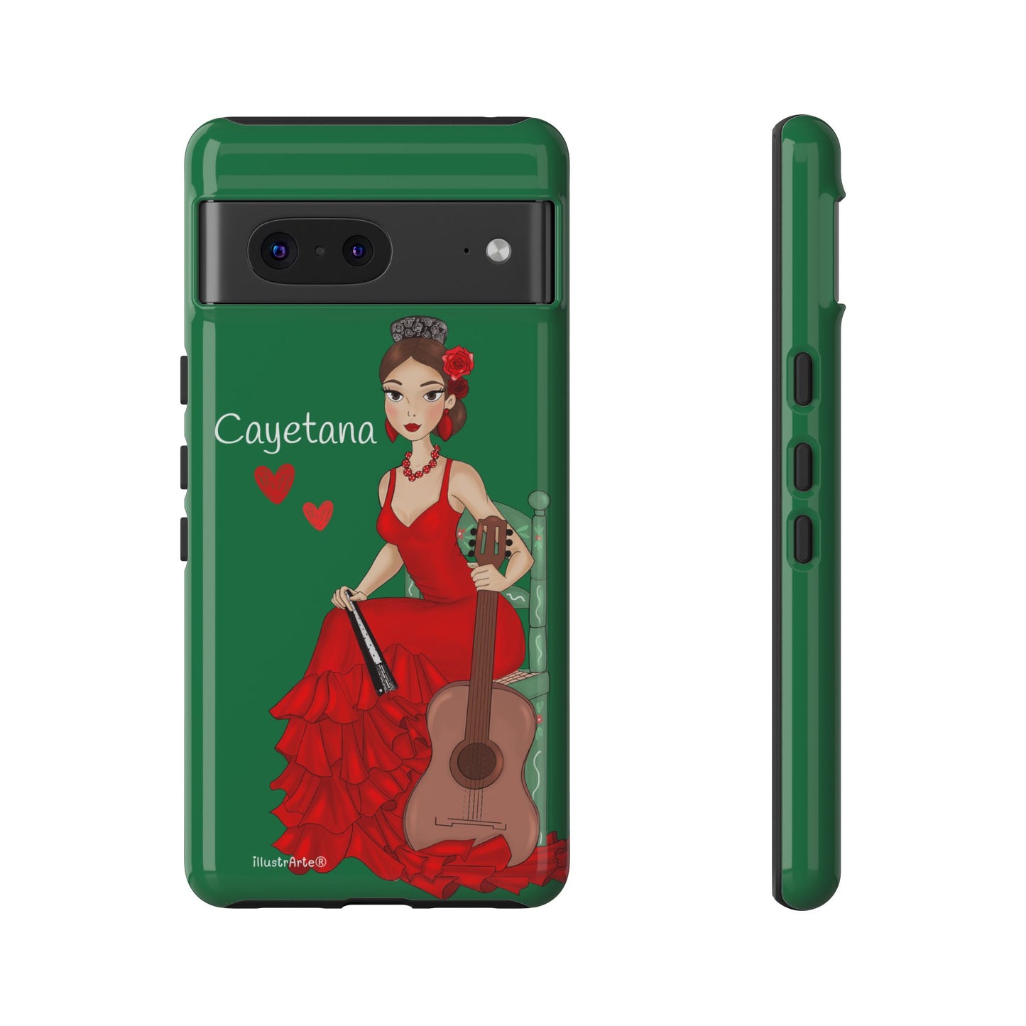 Cayetana personalized phone case with green background – for iPhone, Samsung, Pixel