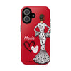Funda de teléfono personalizable María blanco fondo rojo corazones – para iPhone, Samsung, Pixel
