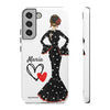 Funda de teléfono personalizada María vestido negro – para iPhone, Samsung, Pixel