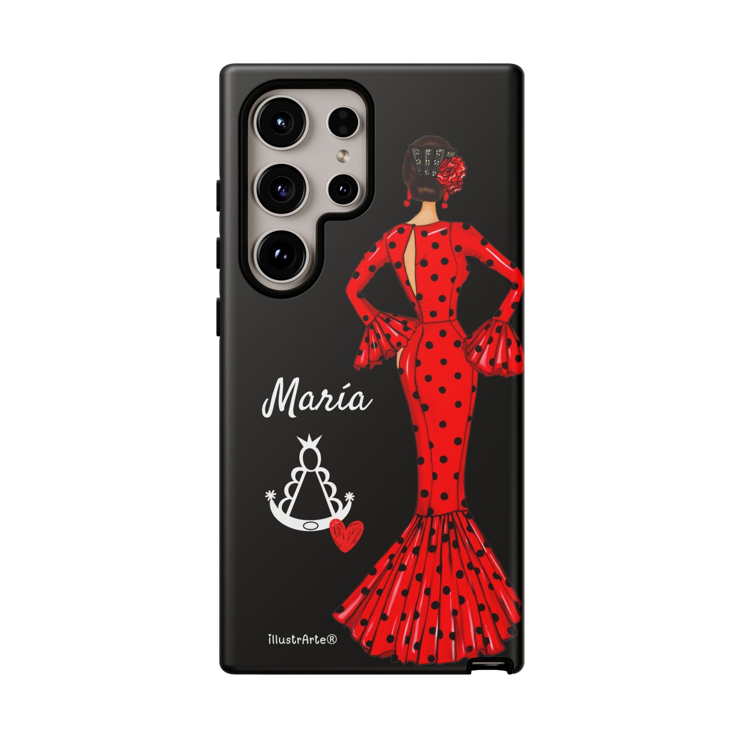 Personalized phone case Maria red hair dark background black – for iPhone, Samsung, Pixel