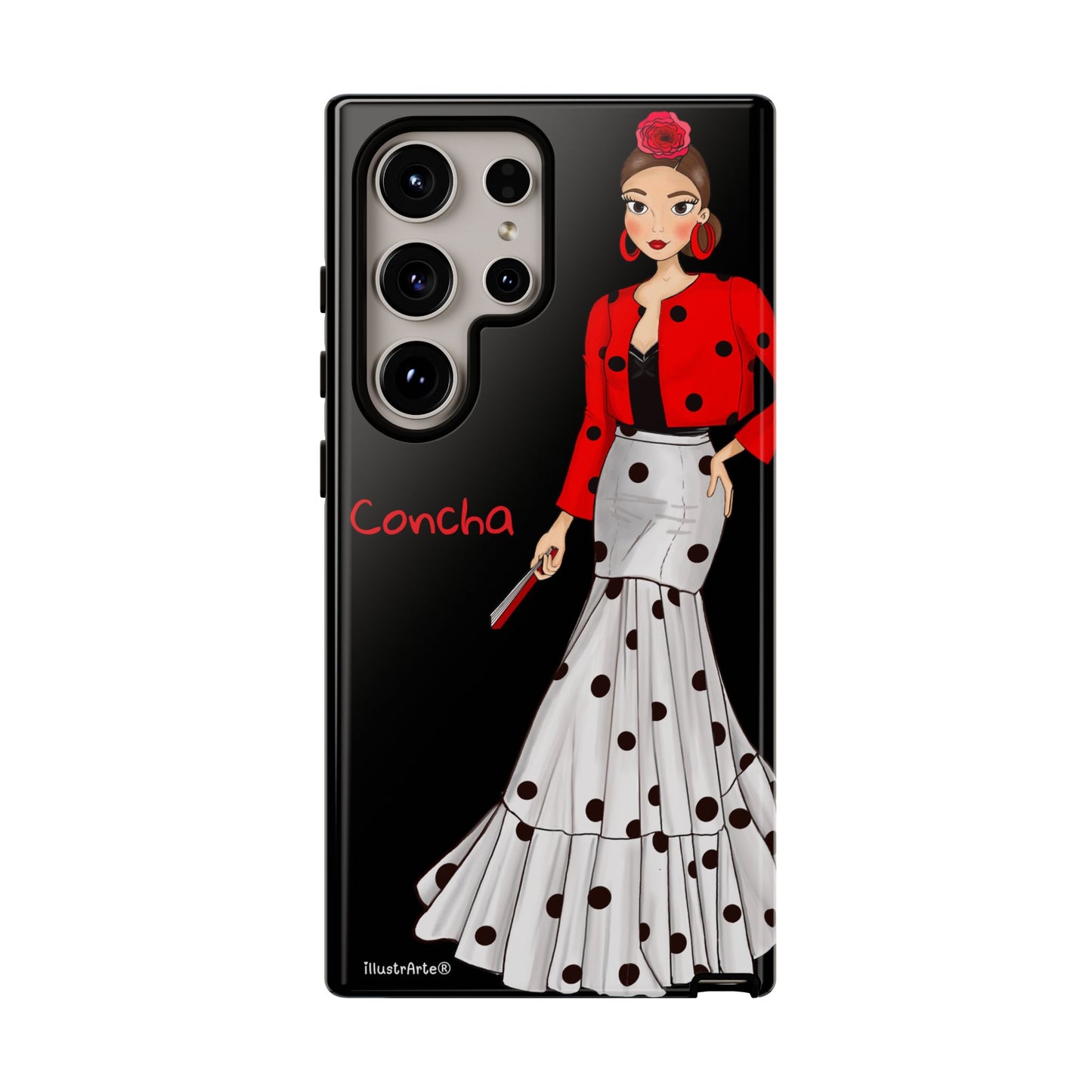 Intenta la personalización en la funda de teléfono Modelo Conchita en negro.