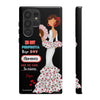 Funda de teléfono personalizable Pepa vestido blanco con frase – para iPhone, Samsung, Pixel