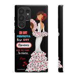 Personalised phone case flamenco dancer Pepa, white dress, with quote for Samsung Galaxy S22 Ultra, gloss finish – illustrArte