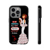 Funda de teléfono personalizable Pepa vestido blanco con frase – para iPhone, Samsung, Pixel