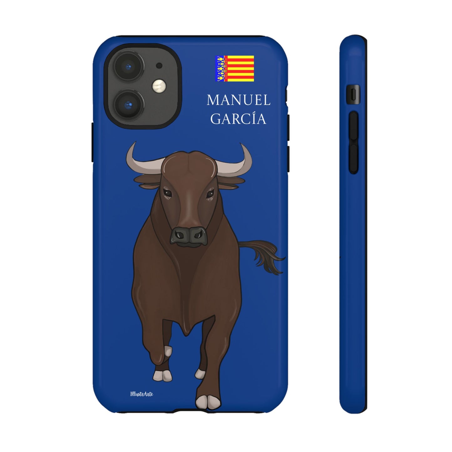 una funda de teléfono con una imagen de un toro