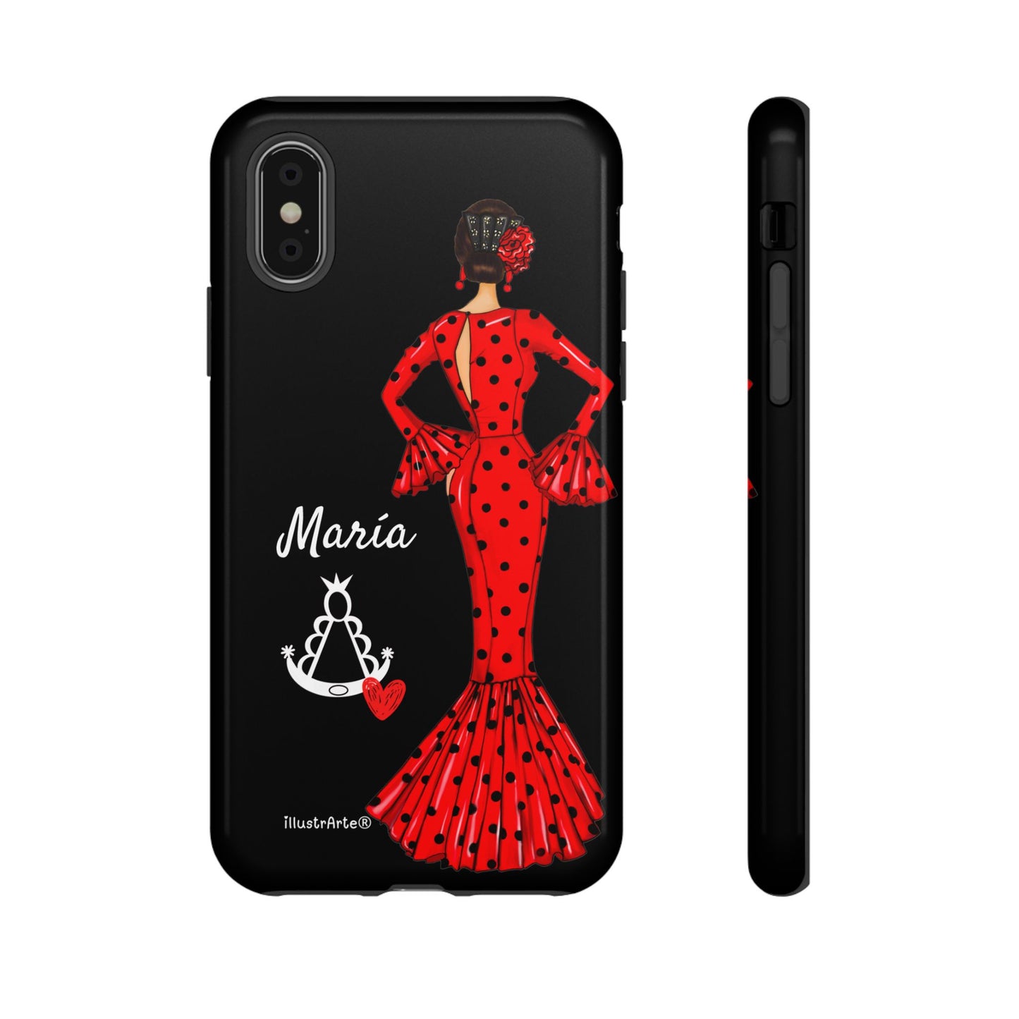 Personalized phone case Maria red hair dark background black – for iPhone, Samsung, Pixel