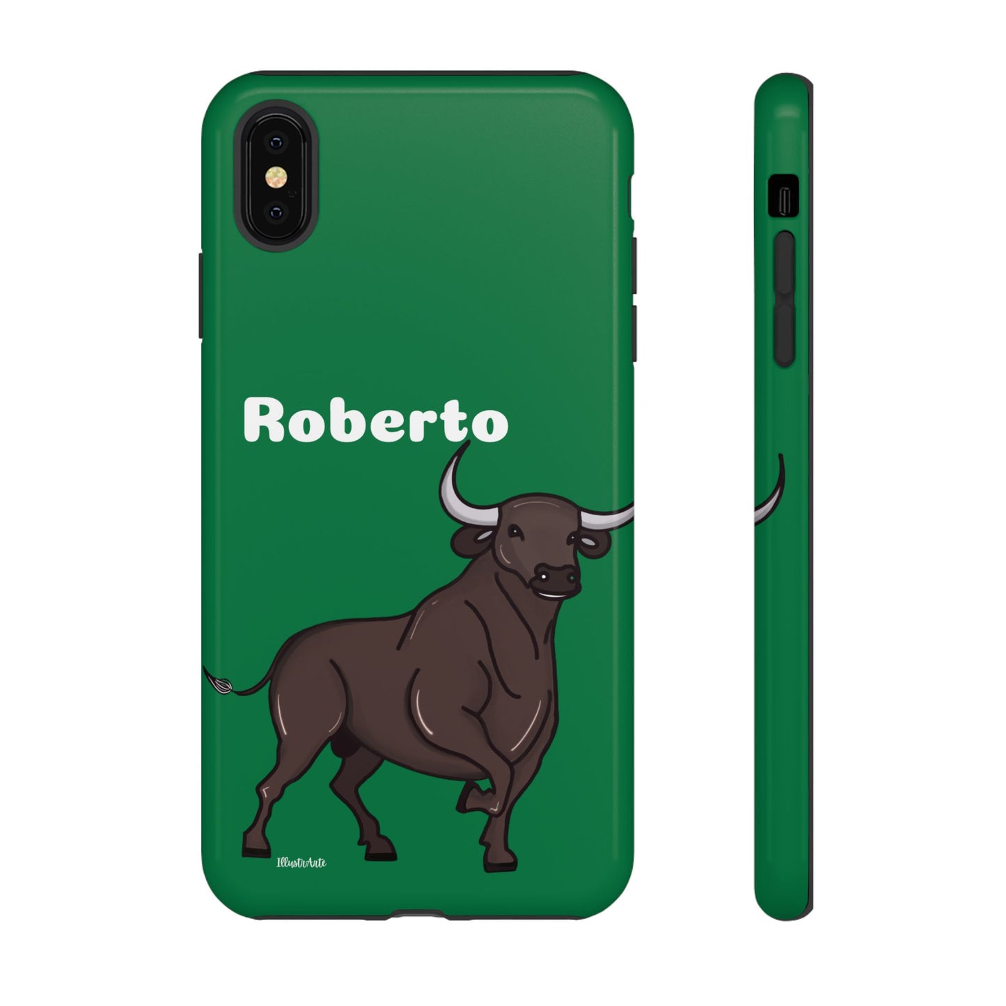 una funda de teléfono con un toro en ella