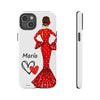 Funda de teléfono personalizada María vestido rojo – iPhone, Samsung, Pixel