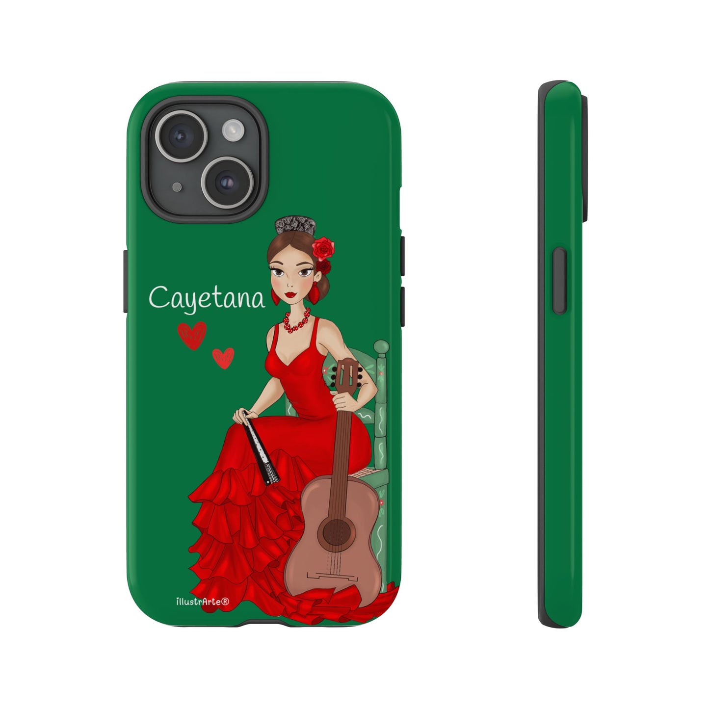 Cayetana personalized phone case with green background – for iPhone, Samsung, Pixel
