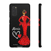Funda de teléfono personalizable María rojo fondo negro – para iPhone, Samsung, Pixel