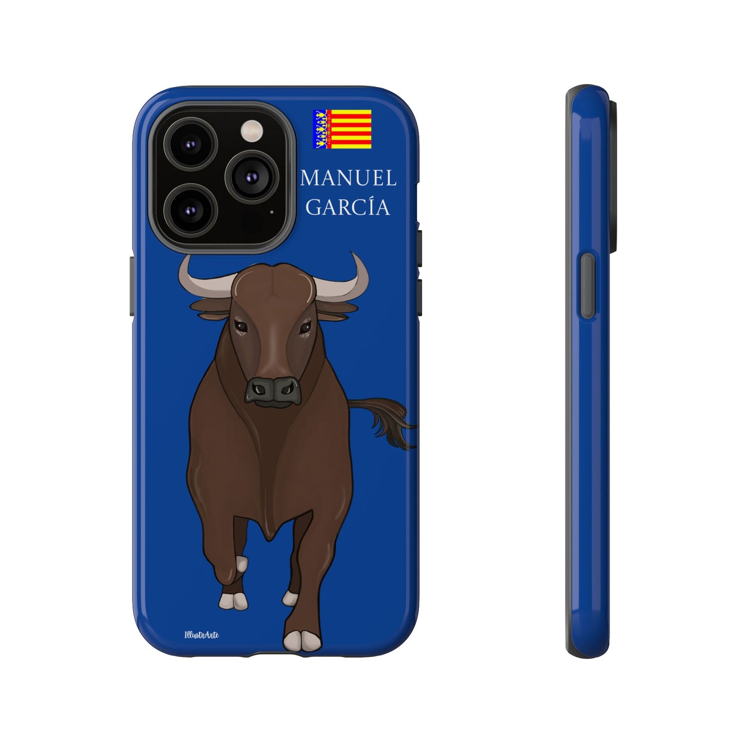 una funda de teléfono con una imagen de un toro