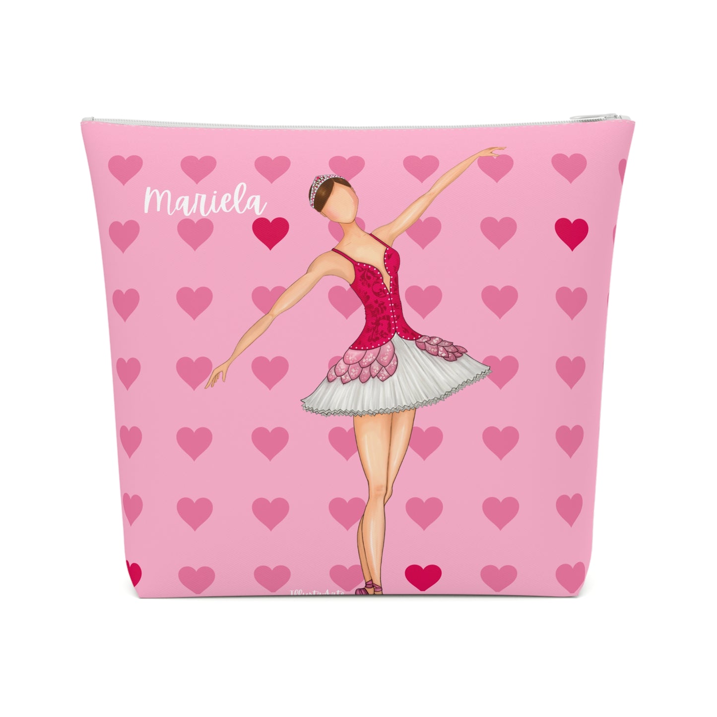 una bolsa rosa con una imagen de una bailarina en ella