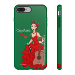 Personalised phone case flamenco dancer Cayetana, green background for iPhone 8 Plus, gloss finish – illustrArte