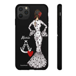 Personalised phone case flamenco dancer María Blanco, with the Virgen del Rocío for iPhone 11 Pro Max, gloss finish – illustrArte