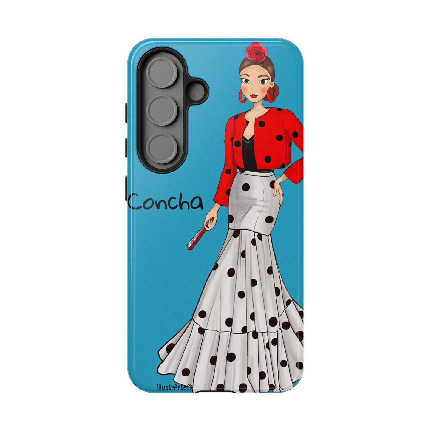 Funda de teléfono personalizable, Modelo Conchita fondo azul, que lleva tu estilo a otro nivel.