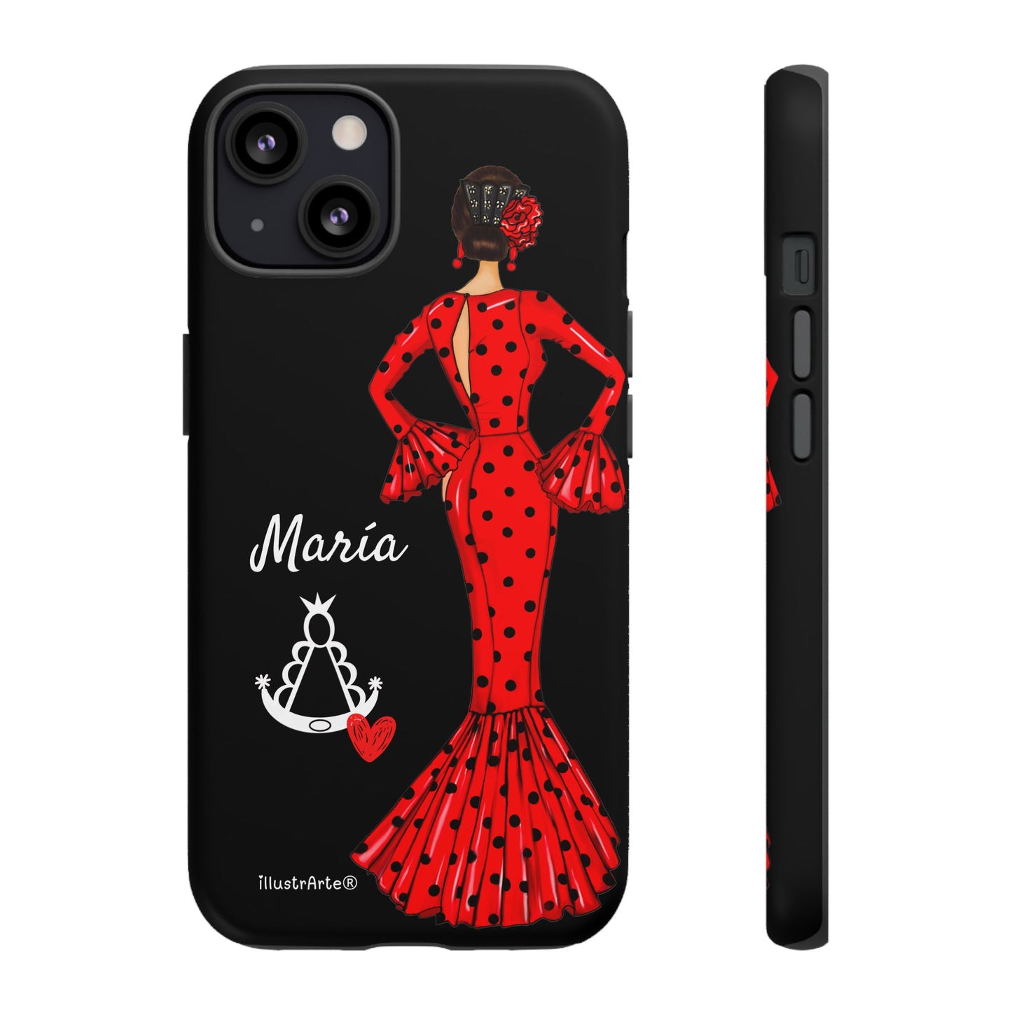 Personalized phone case Maria red hair dark background black – for iPhone, Samsung, Pixel