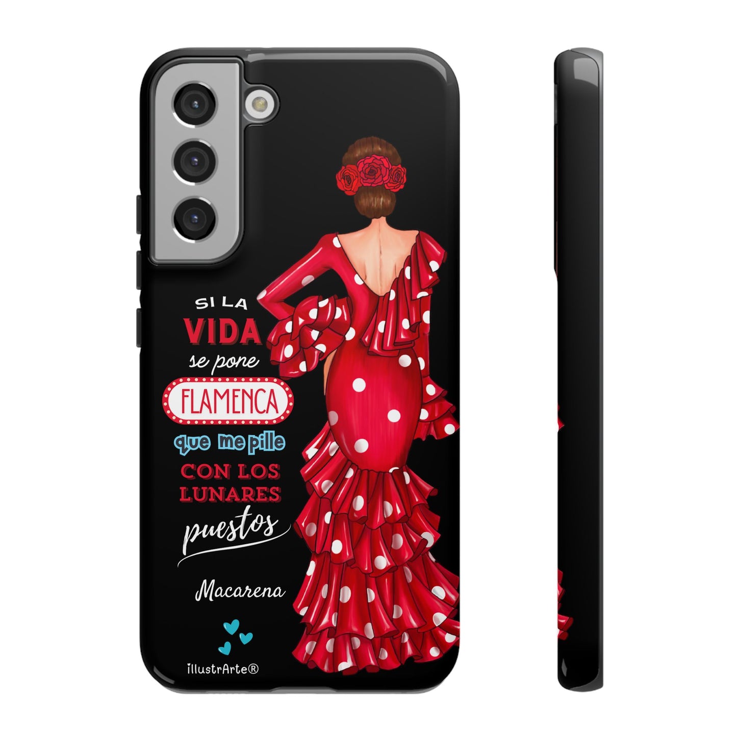 Funda de teléfono personalizable  - Modelo Macarena con frase  Para iPhone, Samsung Y Google Pixel