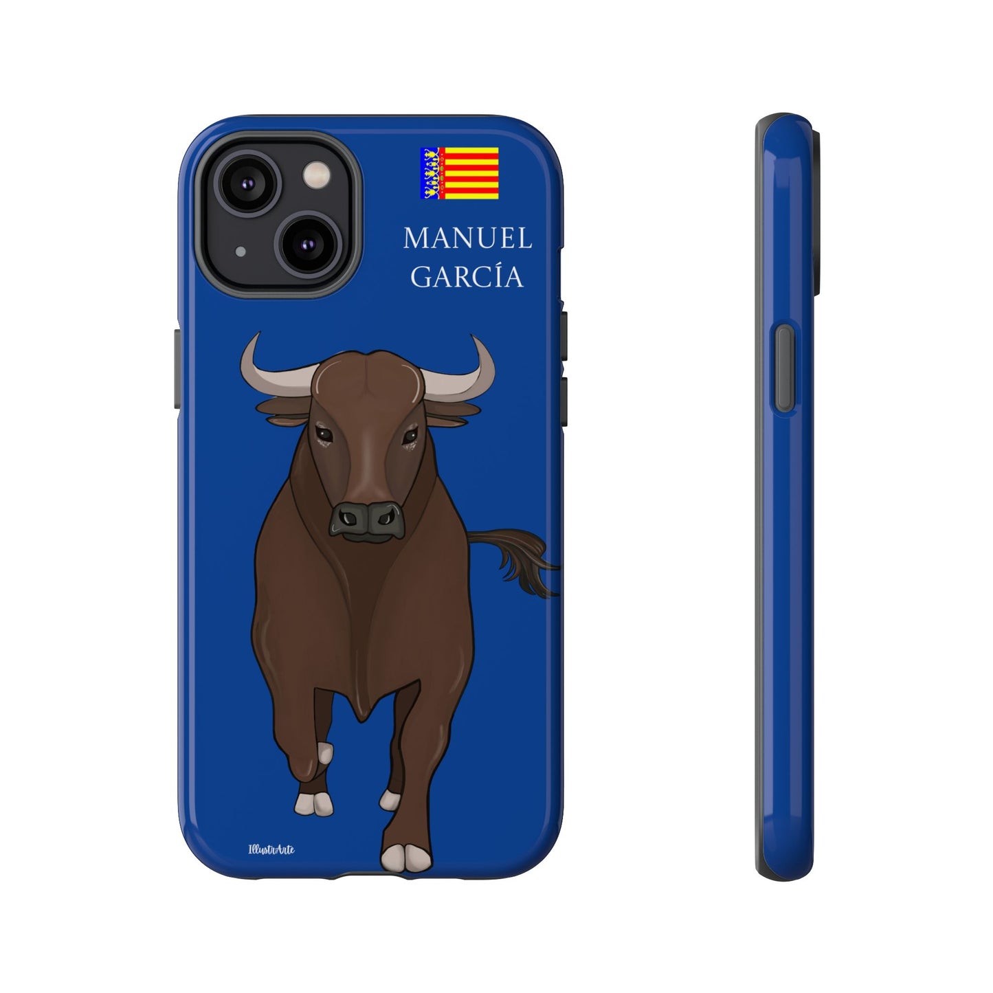 una funda de teléfono con una imagen de un toro