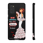 Personalised phone case flamenco dancer Pepa, white dress, with quote for Samsung Galaxy S20, gloss finish – illustrArte