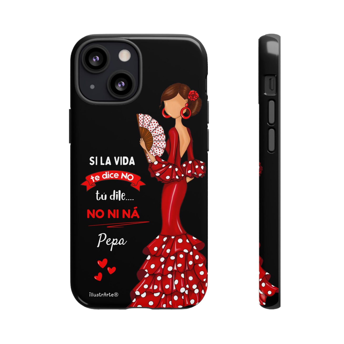 Funda de teléfono personalizable  - Modelo Pepa con frase Para iPhone, Samsung