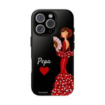 Personalised phone case flamenco dancer Pepa for iPhone 16 Pro, gloss finish – illustrArte