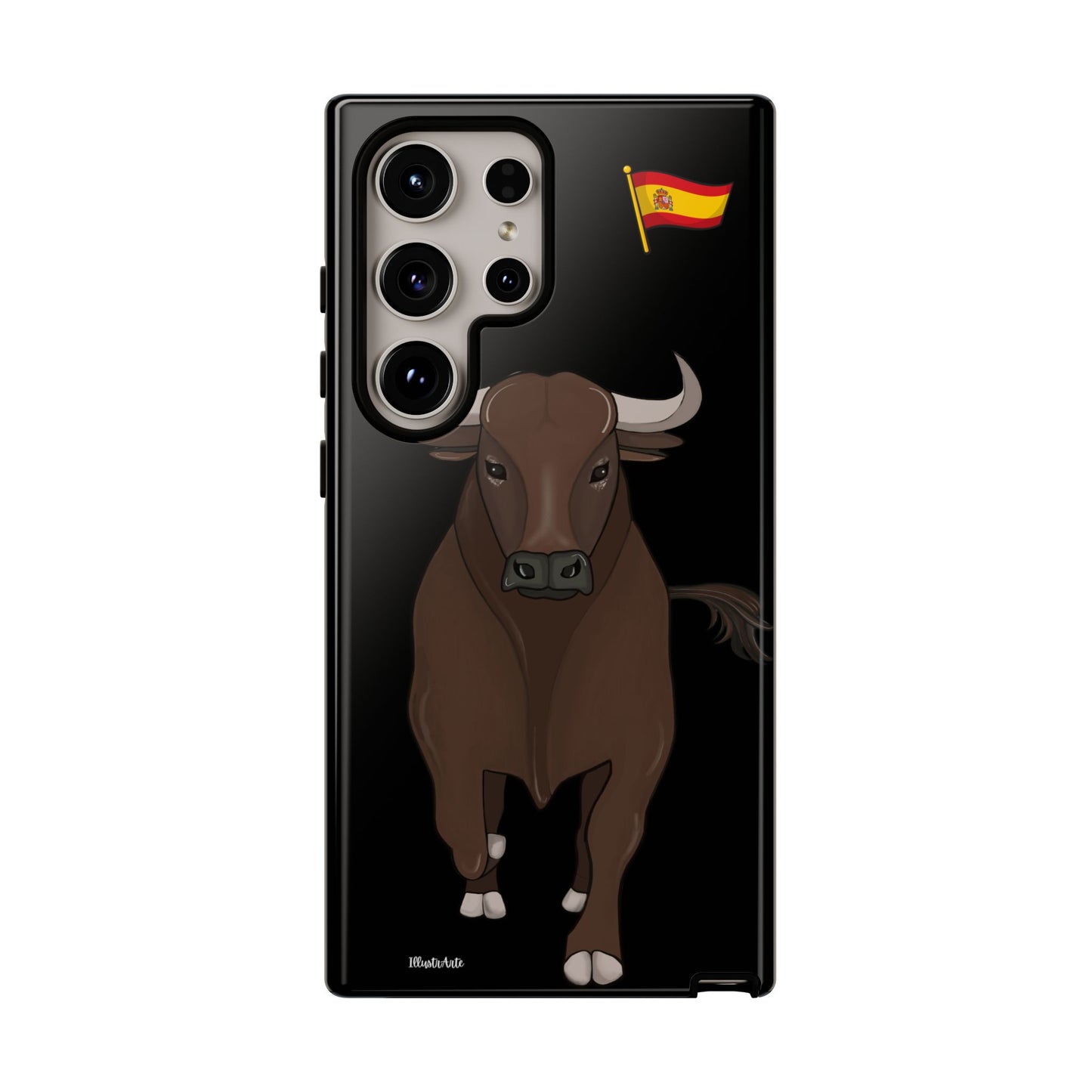 Funda de teléfono personalizable modelo toro Manuel en diversas situaciones.