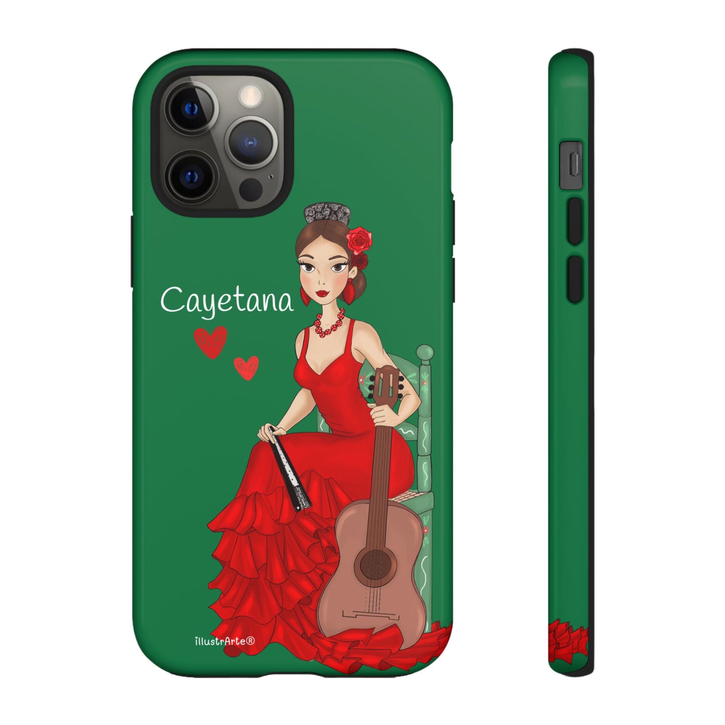 Cayetana personalized phone case with green background – for iPhone, Samsung, Pixel