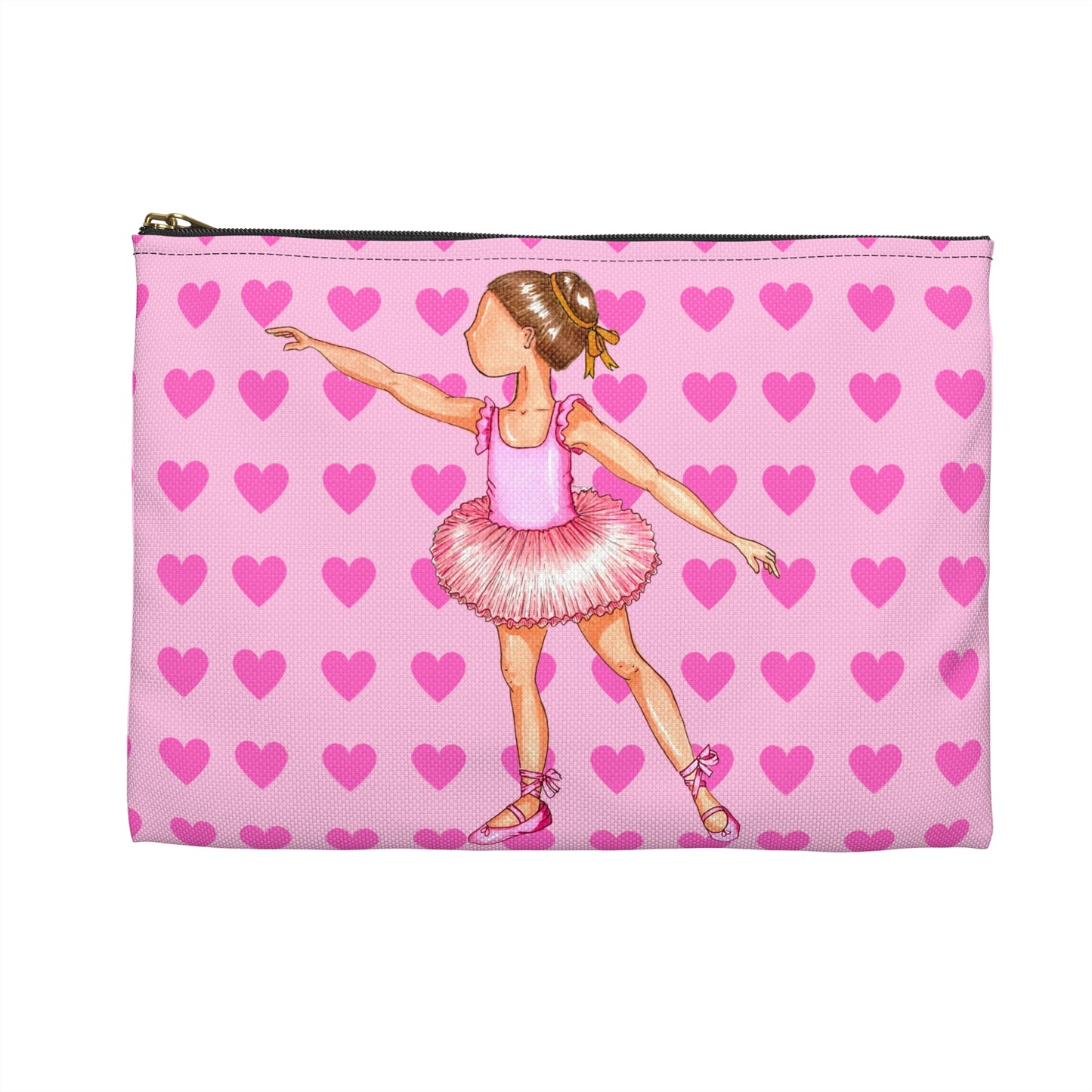 Ballet Dancer Customizable Washbag, pink dress and pink hearts. - IllustrArte