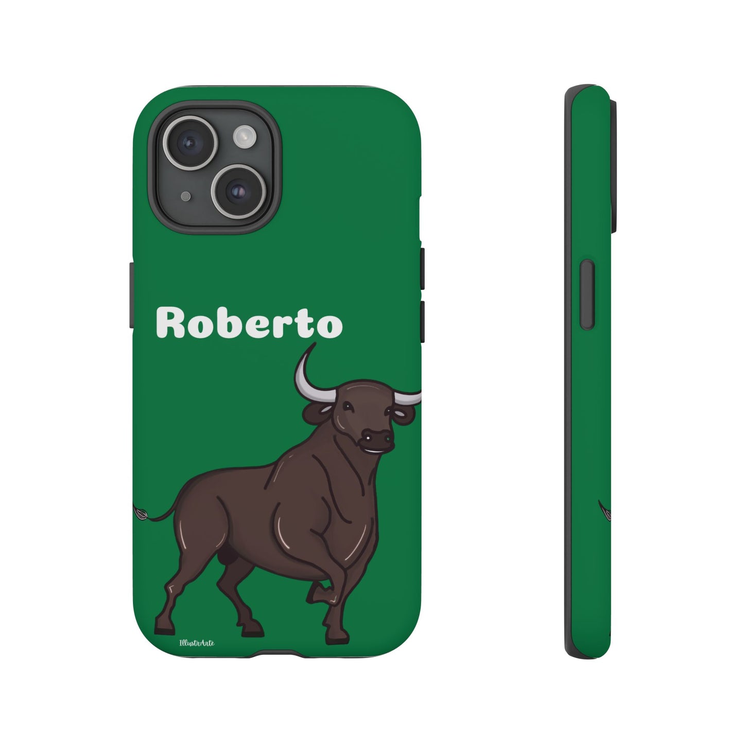 una funda de teléfono con un toro en ella