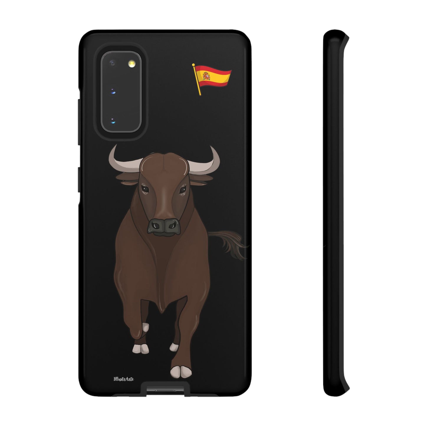 una funda de teléfono con un toro en ella