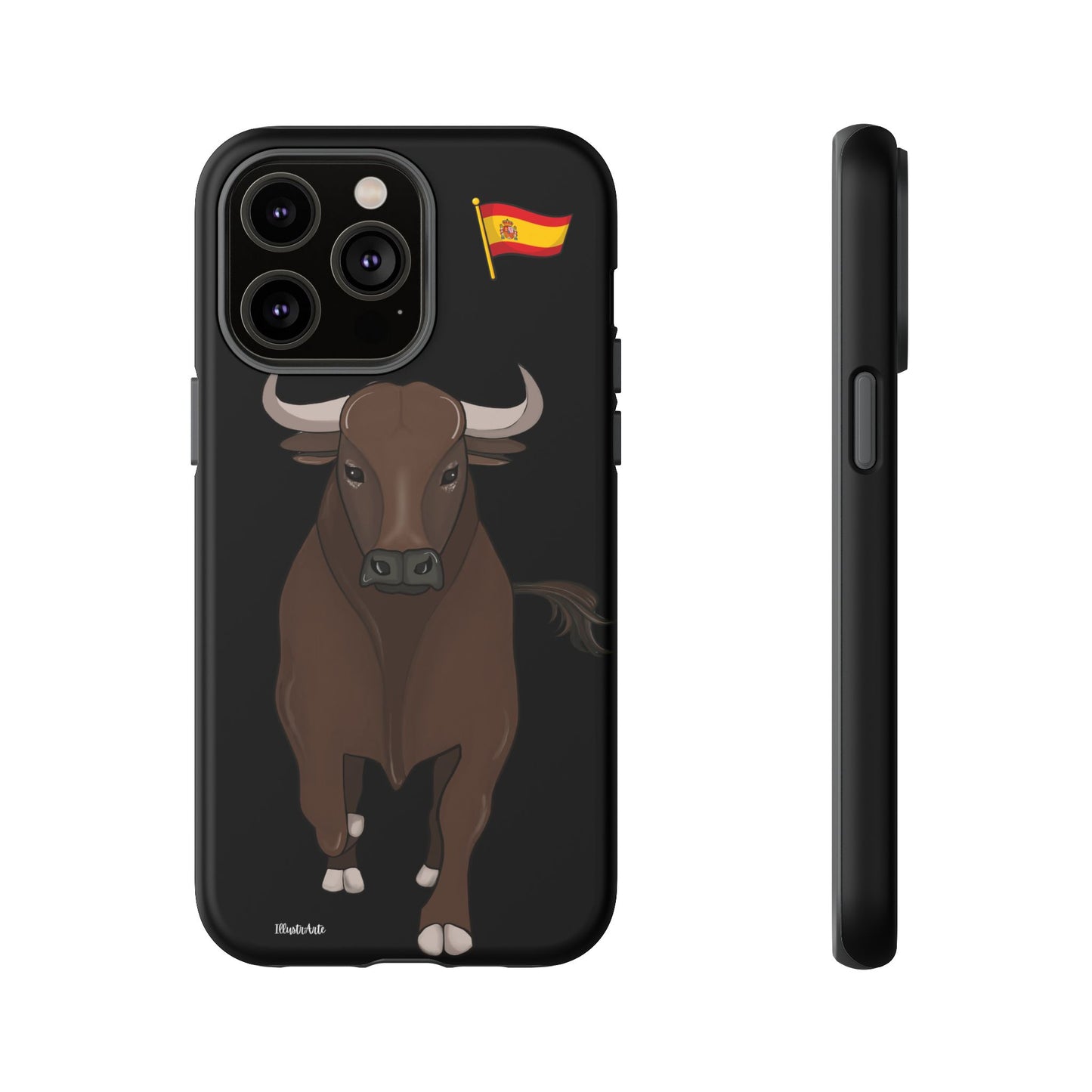 una funda de teléfono con una imagen de un toro