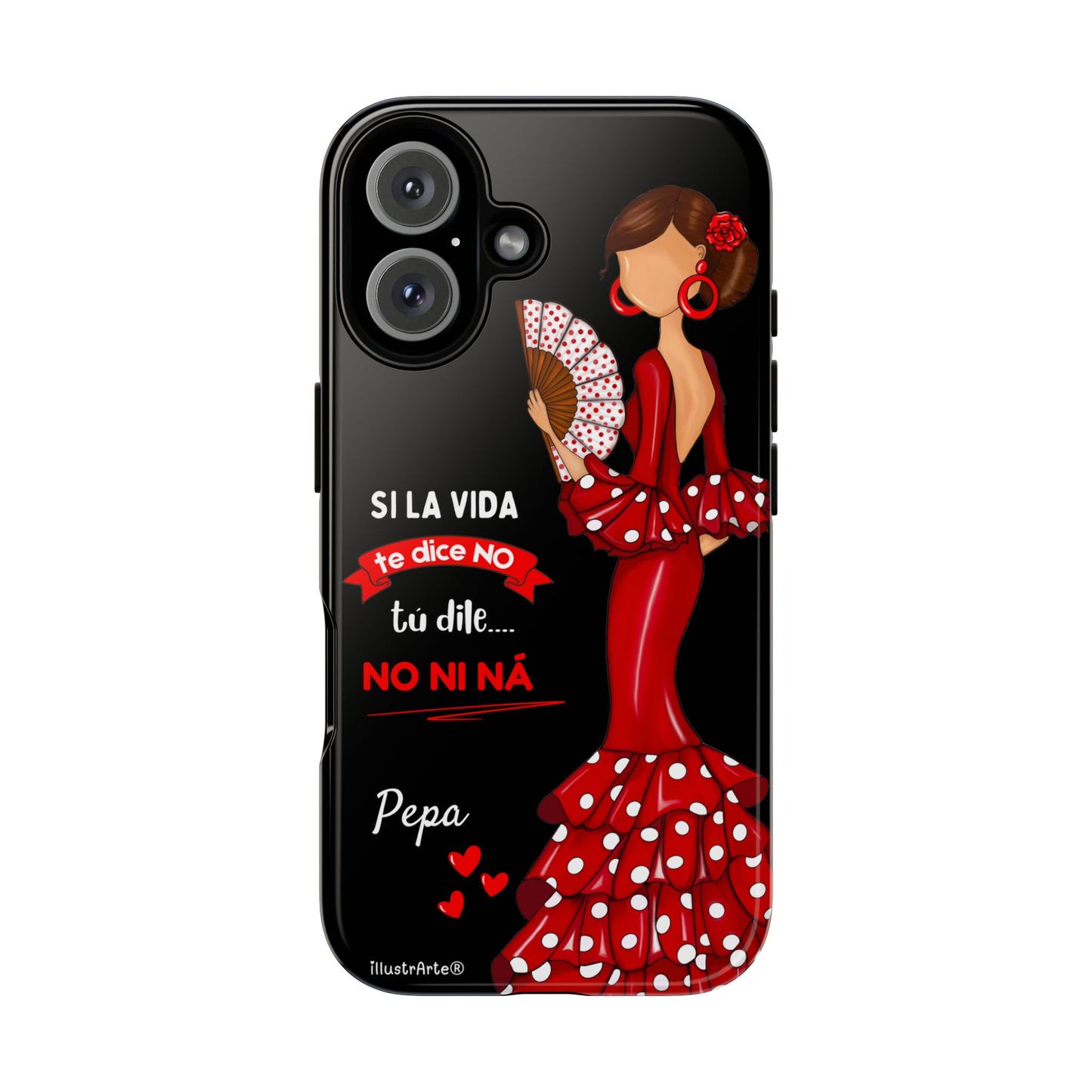 Funda de teléfono personalizable  - Modelo Pepa con frase Para iPhone, Samsung