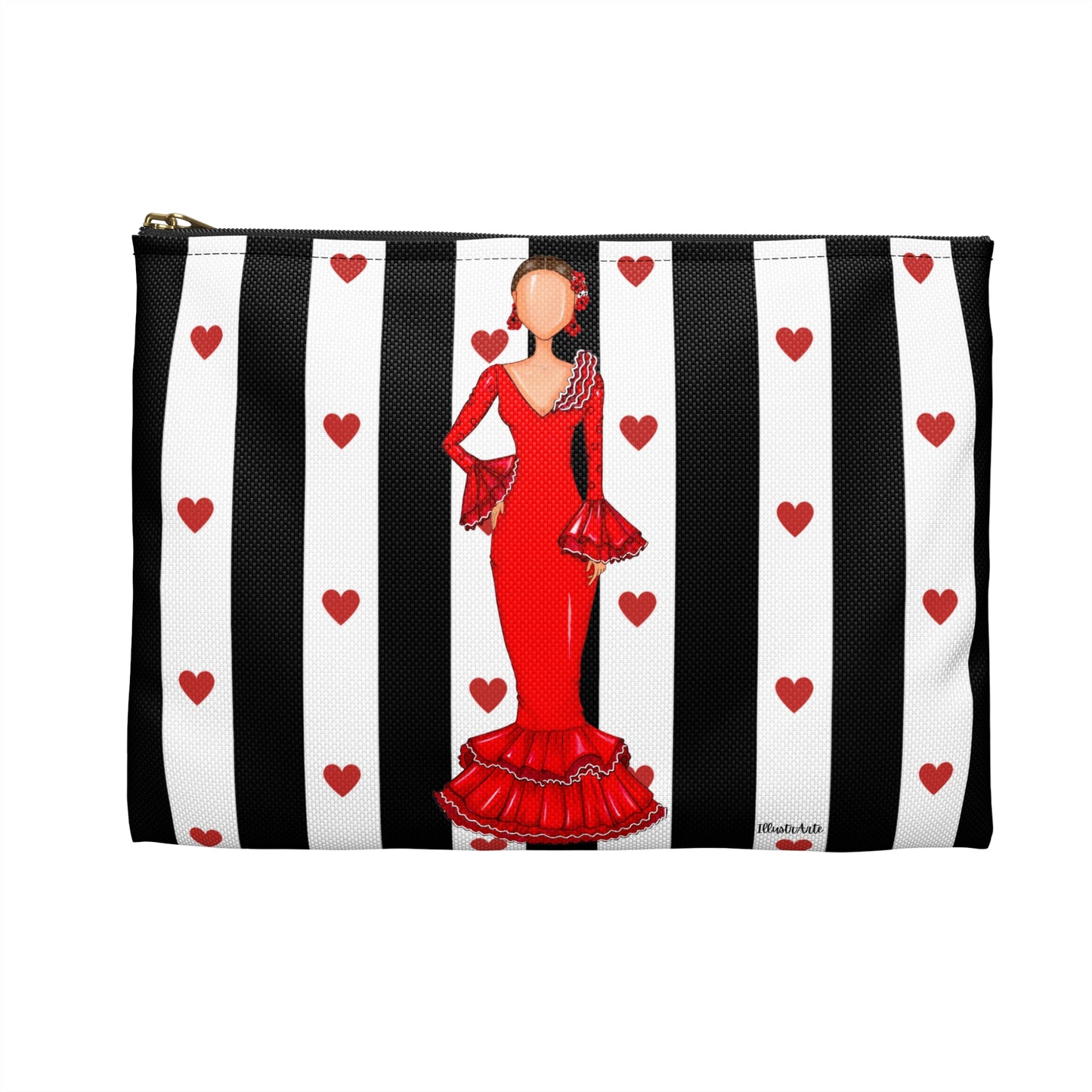 Neceser Personalizable - Flamenca Verónica con rayas y corazones